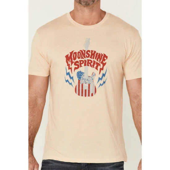 New ⭐ Moonshine Spirit Men's Guitar USA Graphic Short Sleeve T-Shirt White ✨ - Image 3