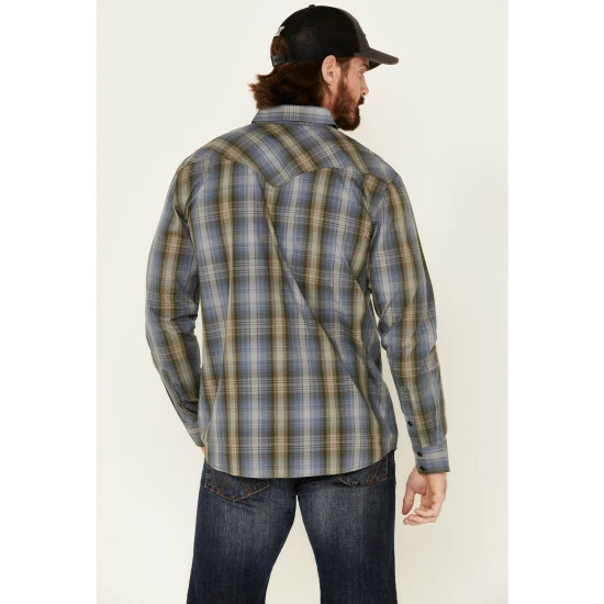 Cheap β Moonshine Spirit Men's Greenwich Large Dobby Plaid Long Sleeve Western π Shirt Medium Blue π - Image 4