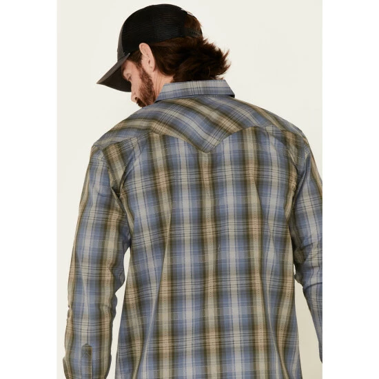 Cheap β Moonshine Spirit Men's Greenwich Large Dobby Plaid Long Sleeve Western π Shirt Medium Blue π - Image 5