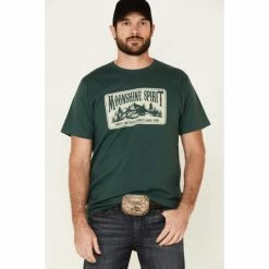 Outlet ⭐ Moonshine Spirit Men's Mountain Man Graphic Short Sleeve T-Shirt Green 🛒