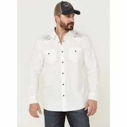 Best Sale π Moonshine Spirit Men's Relic Embroidered Southwestern Yoke Long Sleeve Snap Western π Shirt White π₯