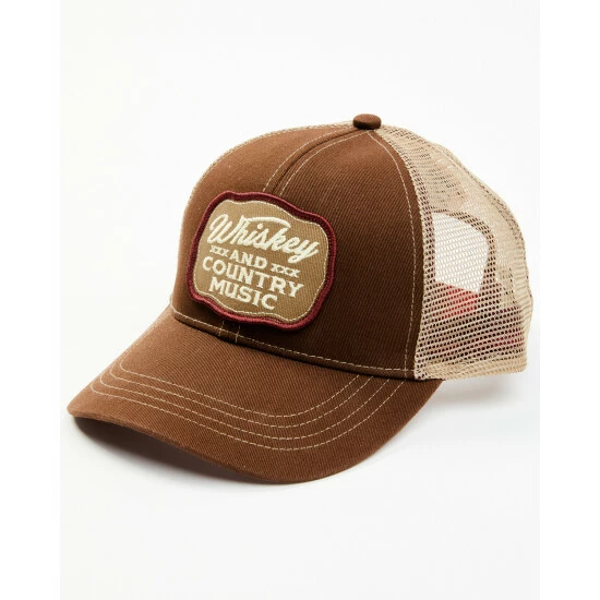 Best Pirce 𧨠Moonshine Spirit Men's Whiskey & Country Music Patch Mesh Back Trucker Cap Brown π