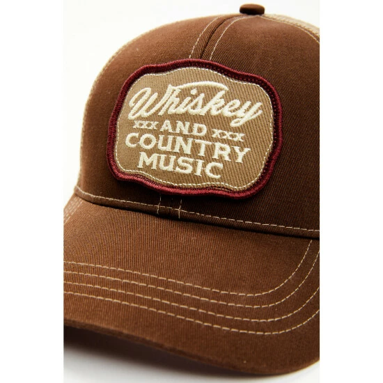 Best Pirce 𧨠Moonshine Spirit Men's Whiskey & Country Music Patch Mesh Back Trucker Cap Brown π - Image 2