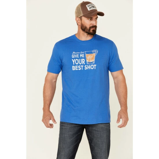 Discount π― Moonshine Spirit Men's Best Shot Graphic Short Sleeve T-Shirt Royal Blue π