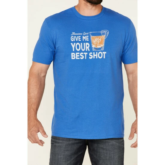 Discount π― Moonshine Spirit Men's Best Shot Graphic Short Sleeve T-Shirt Royal Blue π - Image 3