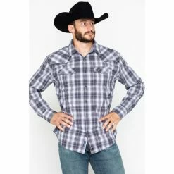 Deals 🛒 Moonshine Spirit Men's Garage Band Plaid Long Sleeve Western 👚 Shirt Grey ❤️