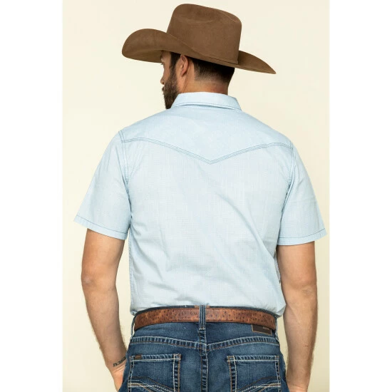 Discount π Moonshine Spirit Men's Diamond Road Geo Print Short Sleeve Western π Shirt Light Blue π - Image 2