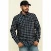 Outlet 🔥 Moonshine Spirit Men's Train Track Check Plaid Long Sleeve Western 👕 Shirt Black 🌟
