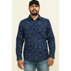 Buy 🎉 Moonshine Spirit Men's Floral Camo Print Long Sleeve Western 👕 Shirt Navy 😍