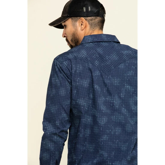 Buy π Moonshine Spirit Men's Floral Camo Print Long Sleeve Western π Shirt Navy π - Image 5