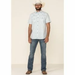 Wholesale 🤩 Moonshine Spirit Men's Taboo Med Print Short Sleeve Western 👚 Shirt White 🥰