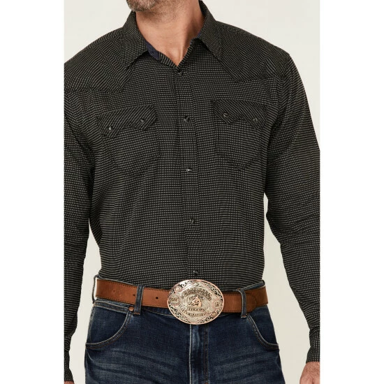 Wholesale β€οΈ Moonshine Spirit Moonshine Spriit Men's Cross Hatch Geo Print Long Sleeve Snap Western π Shirt Black π₯° - Image 3