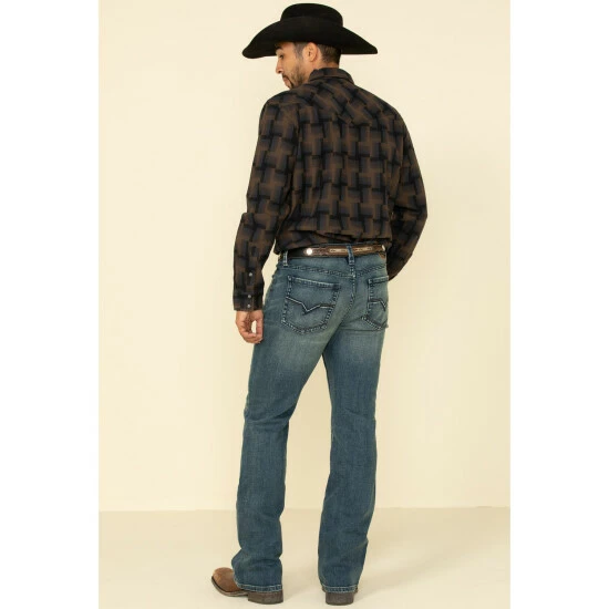 Wholesale β Moonshine Spirit Men's Deep Pockets Dark Wash Stretch Slim Boot π Jeans Blue β - Image 2