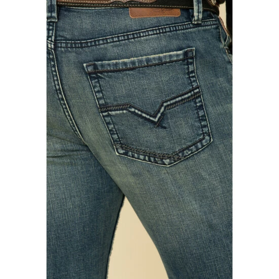 Wholesale β Moonshine Spirit Men's Deep Pockets Dark Wash Stretch Slim Boot π Jeans Blue β - Image 5