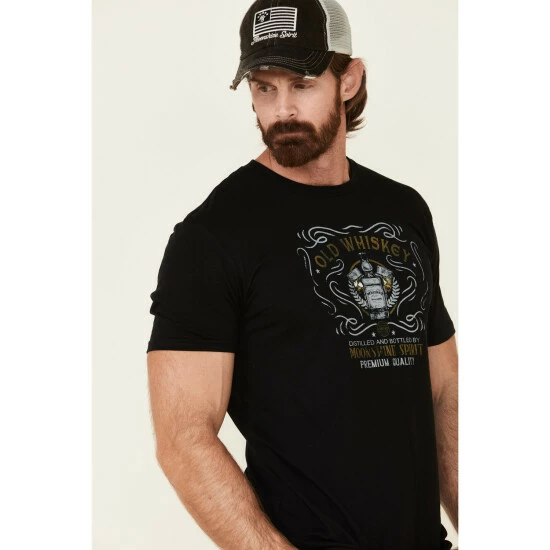 Coupon π Moonshine Spirit Men's Black Old Whiskey Graphic T-Shirt β - Image 4