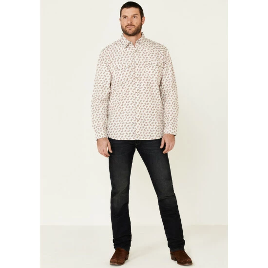 Promo π Moonshine Spirit Men's Tan Micro Paisley Print Long Sleeve Western π Shirt π - Image 2