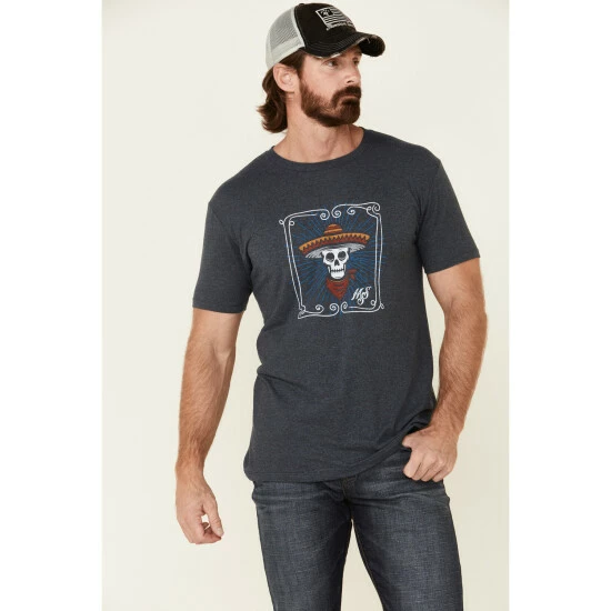 Hot Sale π Moonshine Spirit Men's Framed Skull Graphic T-Shirt Navy π₯°