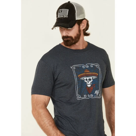 Hot Sale π Moonshine Spirit Men's Framed Skull Graphic T-Shirt Navy π₯° - Image 4