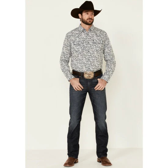 Best Sale π₯ Moonshine Spirit Men's Ricochet Paisley Print Long Sleeve Snap Western π Shirt White βοΈ - Image 2