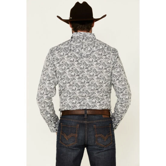 Best Sale π₯ Moonshine Spirit Men's Ricochet Paisley Print Long Sleeve Snap Western π Shirt White βοΈ - Image 4