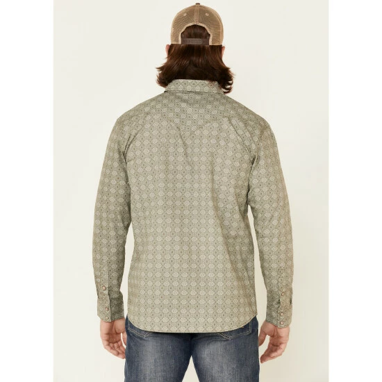 Best Pirce π Moonshine Spirit Men's Sundial Geo Print Long Sleeve Snap Western π Shirt Forest Green π₯° - Image 4