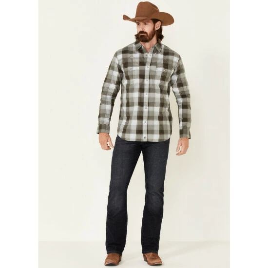 Best Pirce π€© Moonshine Spirit Men's Tuskegee Plaid Long Sleeve Snap Western π Shirt Forest Green π€© - Image 2