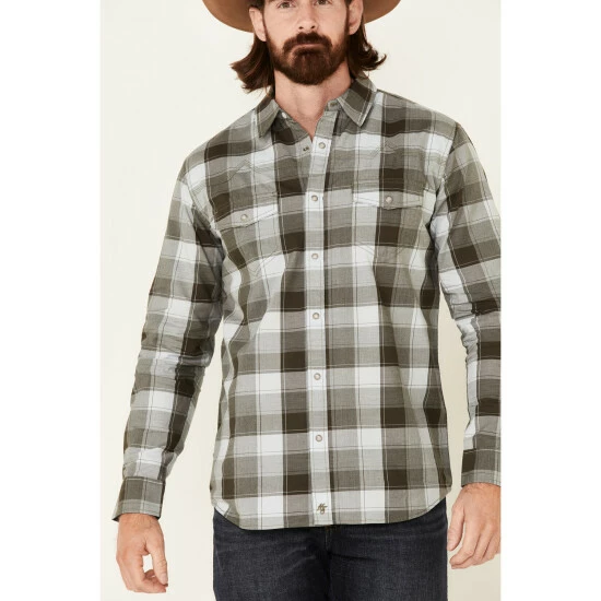 Best Pirce π€© Moonshine Spirit Men's Tuskegee Plaid Long Sleeve Snap Western π Shirt Forest Green π€© - Image 3