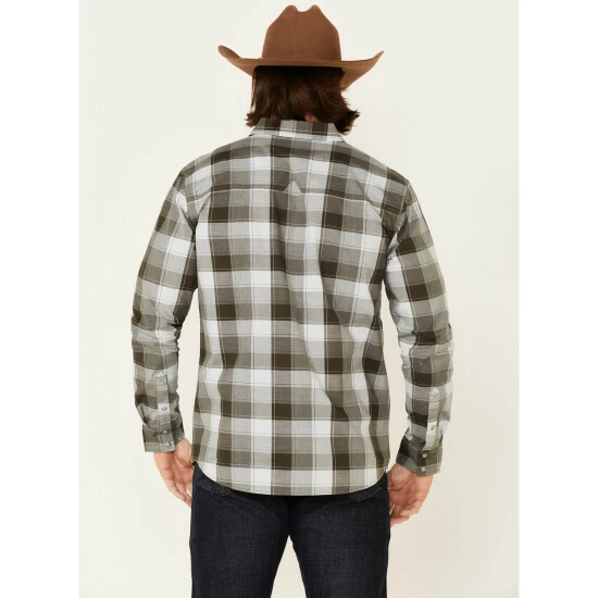 Best Pirce π€© Moonshine Spirit Men's Tuskegee Plaid Long Sleeve Snap Western π Shirt Forest Green π€© - Image 4