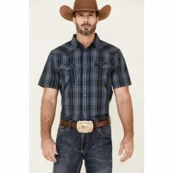 Best reviews of 🤩 Moonshine Spirit Men's Mud On The Tires Large Plaid Short Sleeve Snap Western 👚 Shirt Brown 🧨