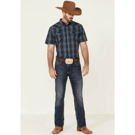 Best reviews of π€© Moonshine Spirit Men's Mud On The Tires Large Plaid Short Sleeve Snap Western π Shirt Brown 𧨠- Image 2