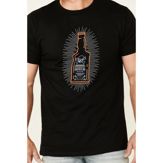 Brand new β Moonshine Spirit Men's Neon Bottle Graphic Short Sleeve T-Shirt Black 𧨠- Image 3