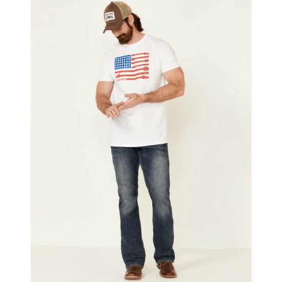 Flash Sale π Moonshine Spirit Men's Guitar Flag Graphic Short Sleeve T-Shirt White π€© - Image 2