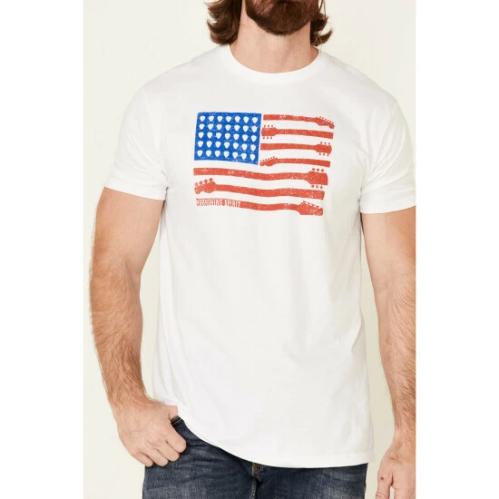 Flash Sale π Moonshine Spirit Men's Guitar Flag Graphic Short Sleeve T-Shirt White π€© - Image 3