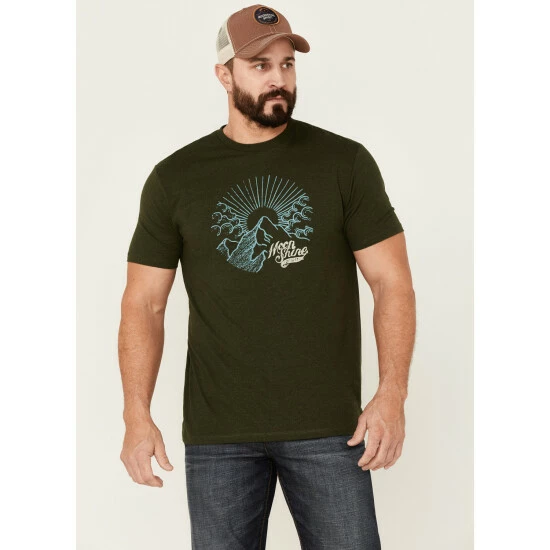 Cheap π Moonshine Spirit Men's Sun Mountain Graphic Short Sleeve Mountain Moss Green T-Shirt π₯