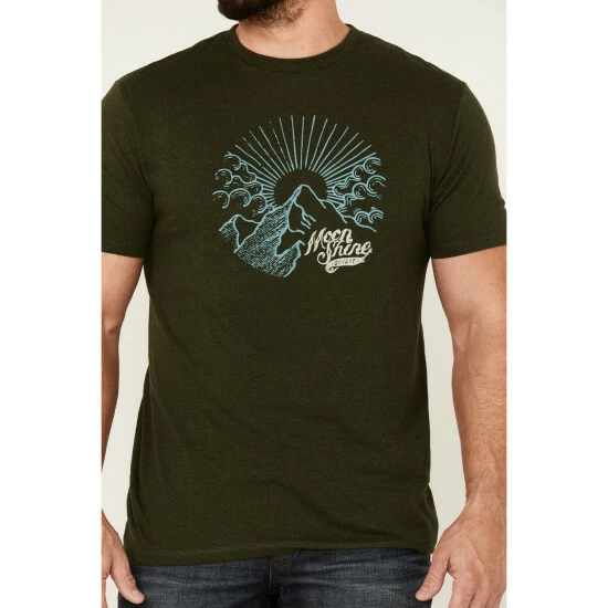 Cheap π Moonshine Spirit Men's Sun Mountain Graphic Short Sleeve Mountain Moss Green T-Shirt π₯ - Image 3