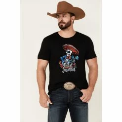 Best Pirce 🎉 Moonshine Spirit Men's Dia De Las Muertos Graphic Short Sleeve T-Shirt Black ✔️