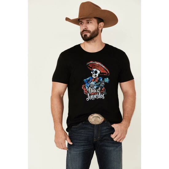Best Pirce π Moonshine Spirit Men's Dia De Las Muertos Graphic Short Sleeve T-Shirt Black βοΈ