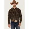 New ✨ Moonshine Spirit Men's Mahogany Plaid Long Sleeve Snap Western 👕 Shirt Burgundy ⭐