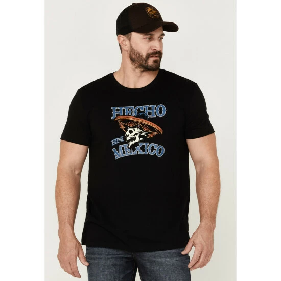 Best Pirce π€© Moonshine Spirit Men's Hecho En Mexico Skull Graphic Short Sleeve T-Shirt Black π―