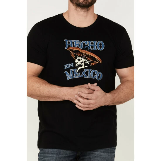 Best Pirce π€© Moonshine Spirit Men's Hecho En Mexico Skull Graphic Short Sleeve T-Shirt Black π― - Image 3