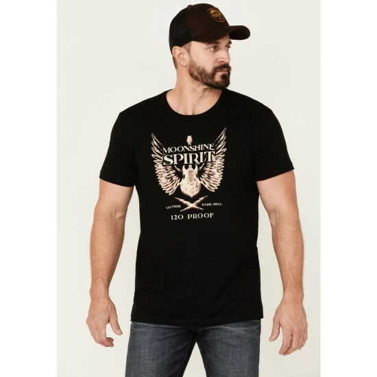 Discount π― Moonshine Spirit Men's Guitar Wings Graphic Short Sleeve T-Shirt Black π₯