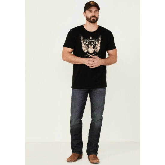 Discount π― Moonshine Spirit Men's Guitar Wings Graphic Short Sleeve T-Shirt Black π₯ - Image 2