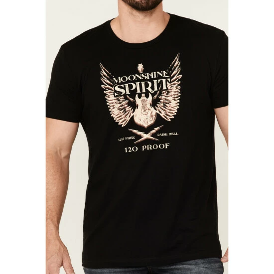 Discount π― Moonshine Spirit Men's Guitar Wings Graphic Short Sleeve T-Shirt Black π₯ - Image 3