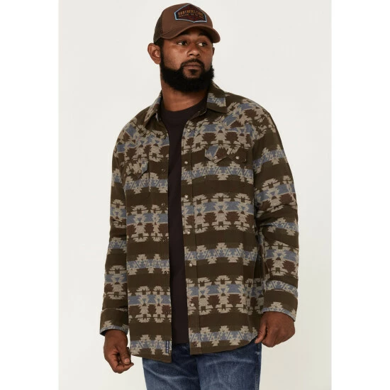 Budget π€© Moonshine Spirit Men's Hunter Southwestern Print Snap Western Flannel π Shirt Brown π