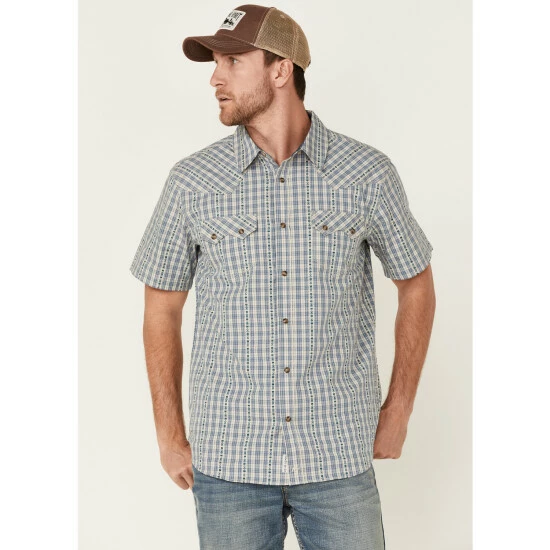 Cheapest β Moonshine Spirit Men's Santa Fe Dobby Plaid Short Sleeve Snap Western π Shirt Tan π