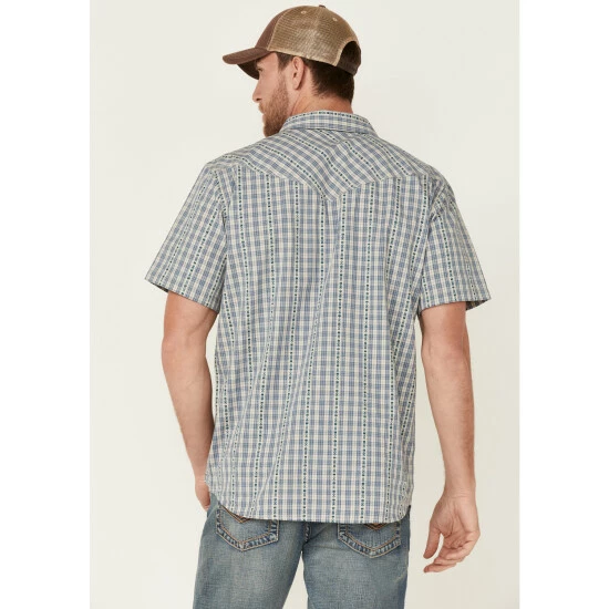 Cheapest β Moonshine Spirit Men's Santa Fe Dobby Plaid Short Sleeve Snap Western π Shirt Tan π - Image 4