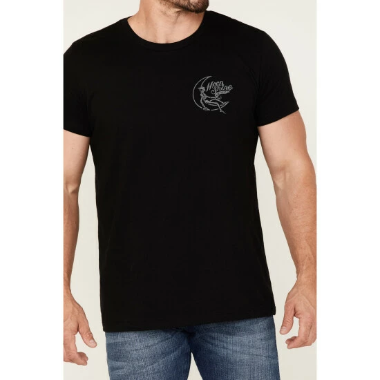 Flash Sale π Moonshine Spirit Men's Man On The Moon Graphic T-Shirt Black π - Image 3