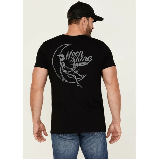Flash Sale π Moonshine Spirit Men's Man On The Moon Graphic T-Shirt Black π - Image 4