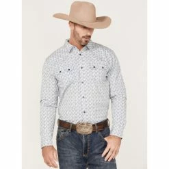 Deals 🔔 Moonshine Spirit Men's Temple Medallion Floral Print Long Sleeve Snap Western 👕 Shirt White 🧨