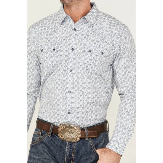 Deals π Moonshine Spirit Men's Temple Medallion Floral Print Long Sleeve Snap Western π Shirt White 𧨠- Image 3